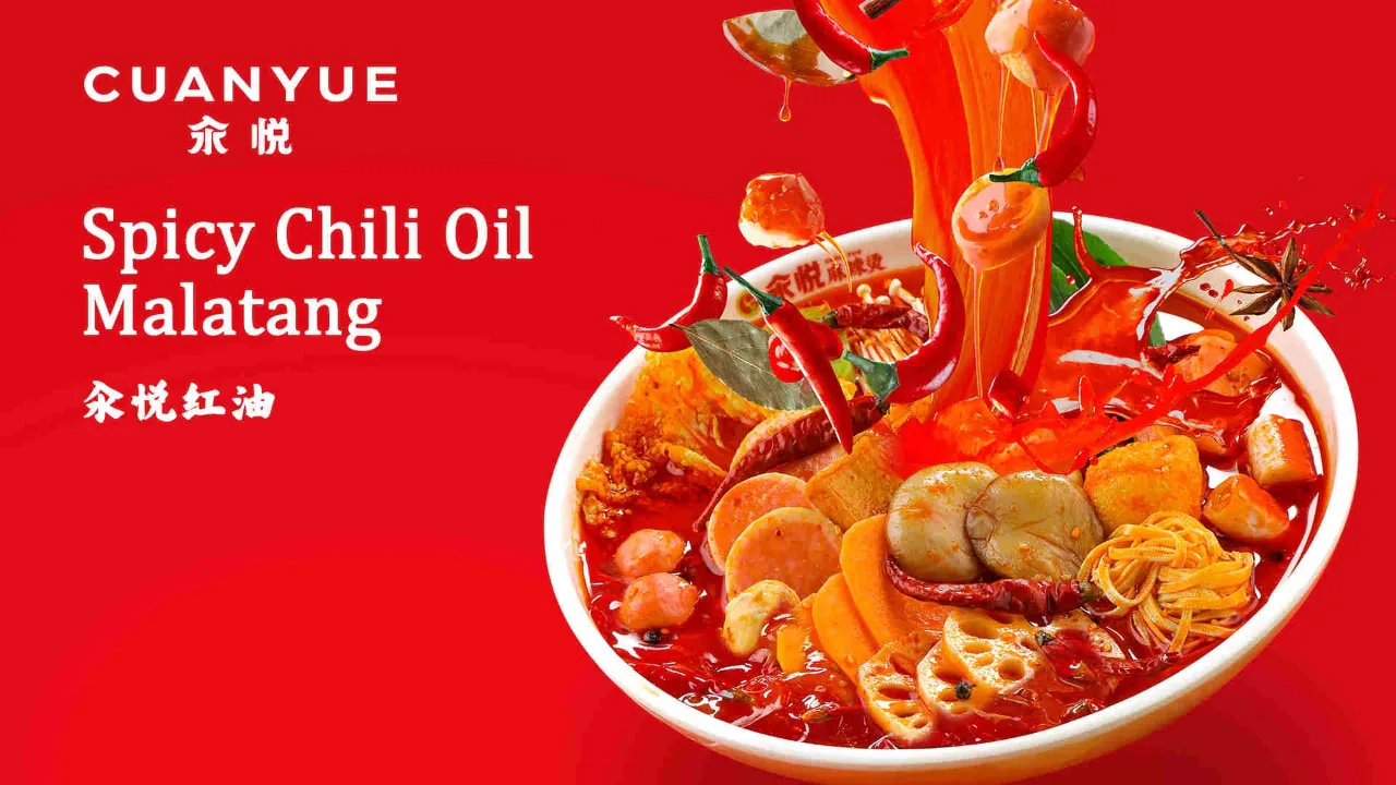 Malatang with bold chili oil broth and assorted ingredients at CuanYue Malatang, a Chinese Restaurant in Sunnyvale